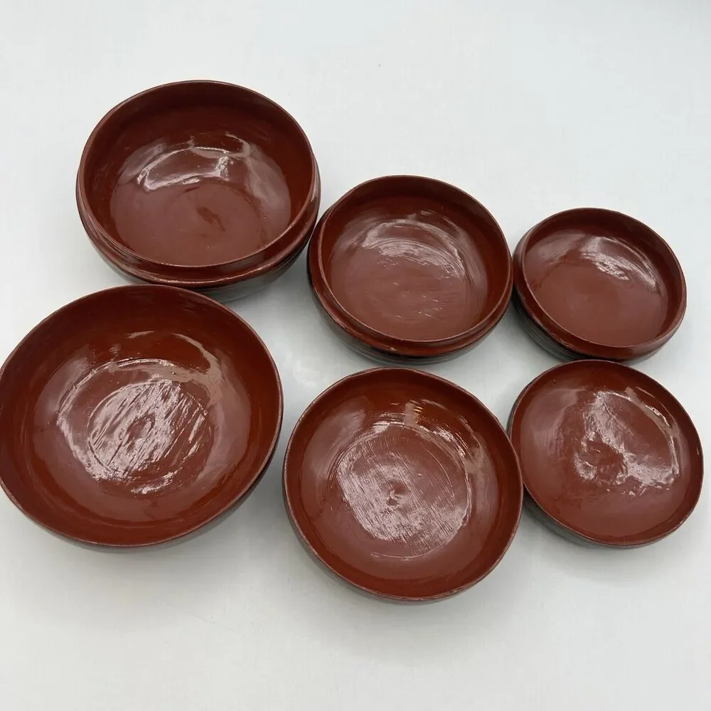 3 Vtg Round Burmese Laquer Nesting Boxes Black Red Green Firebird Hand Painted